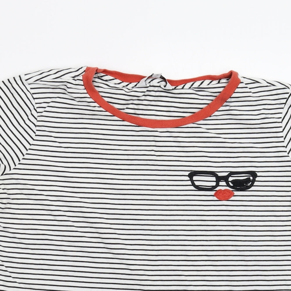 NEXT Womens White Striped  Basic T-Shirt Size 12