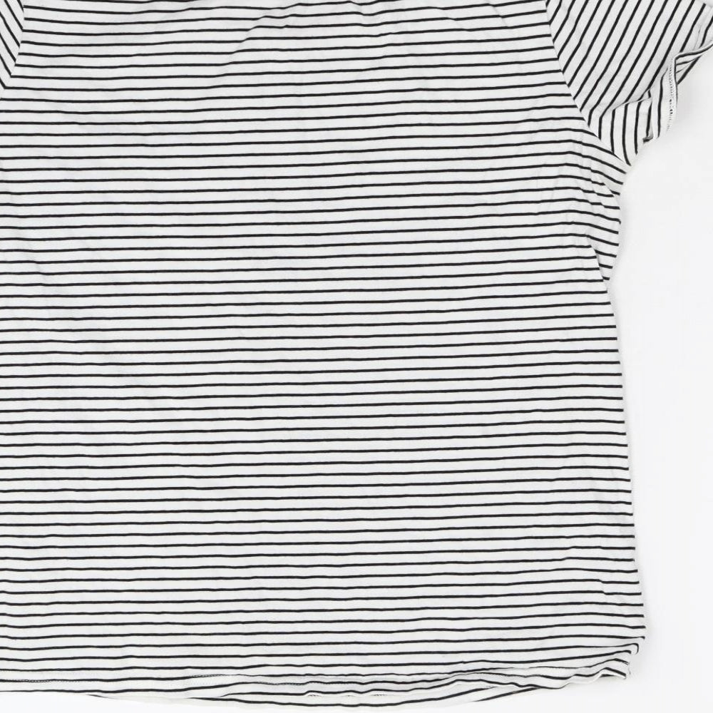 NEXT Womens White Striped  Basic T-Shirt Size 12