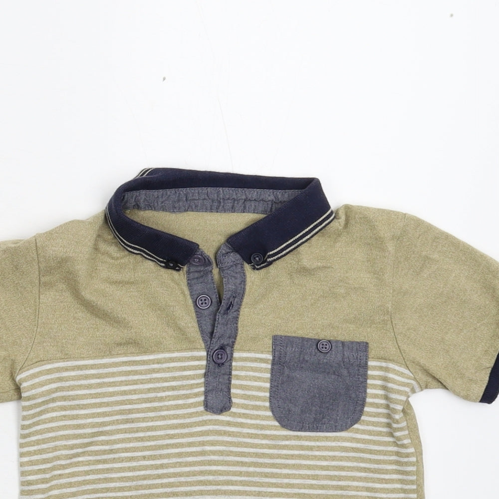 Matalan Boys Brown Striped  Basic Polo Size 3-4 Years