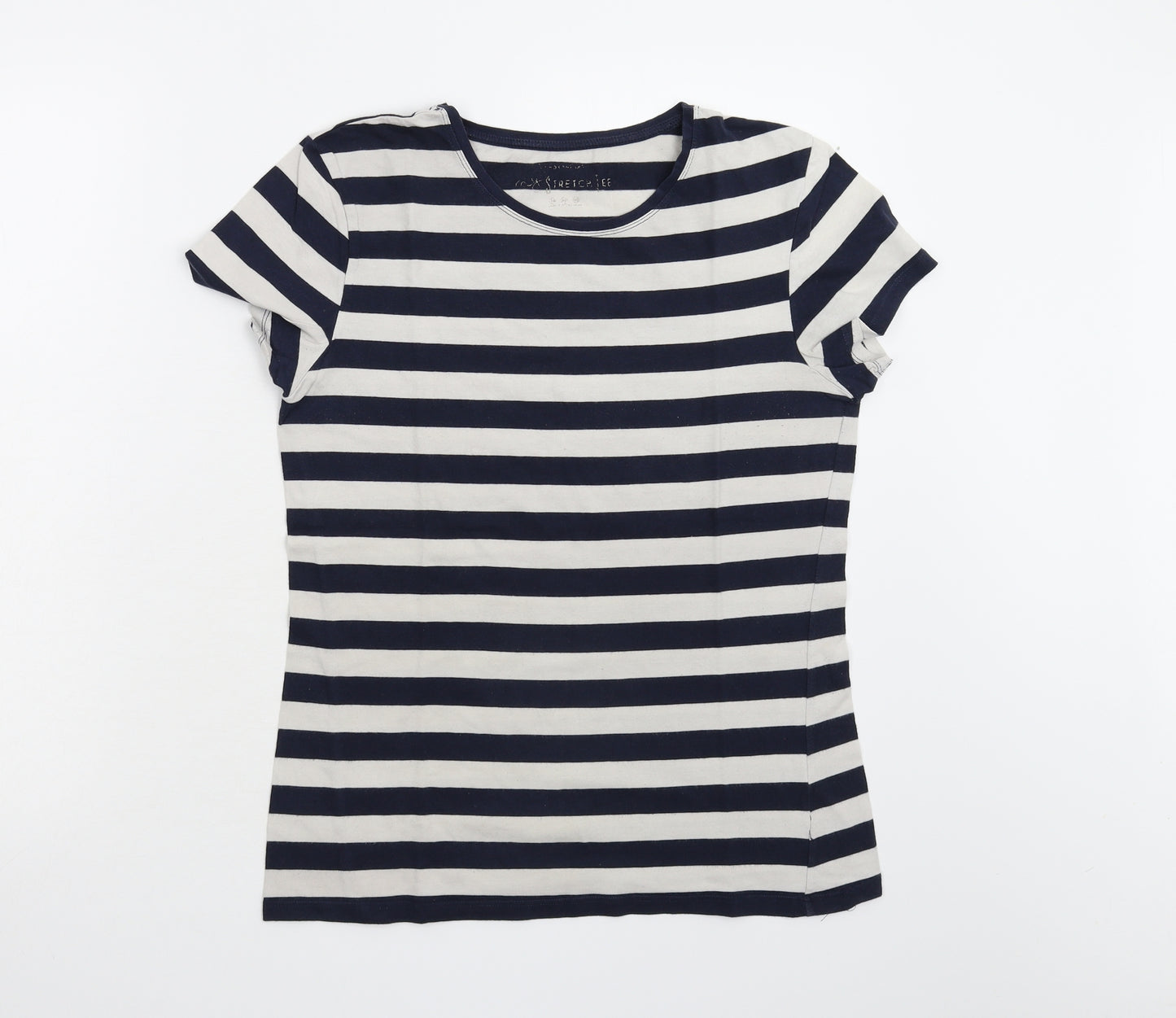 Preworn Womens Multicoloured Striped  Basic T-Shirt Size 14