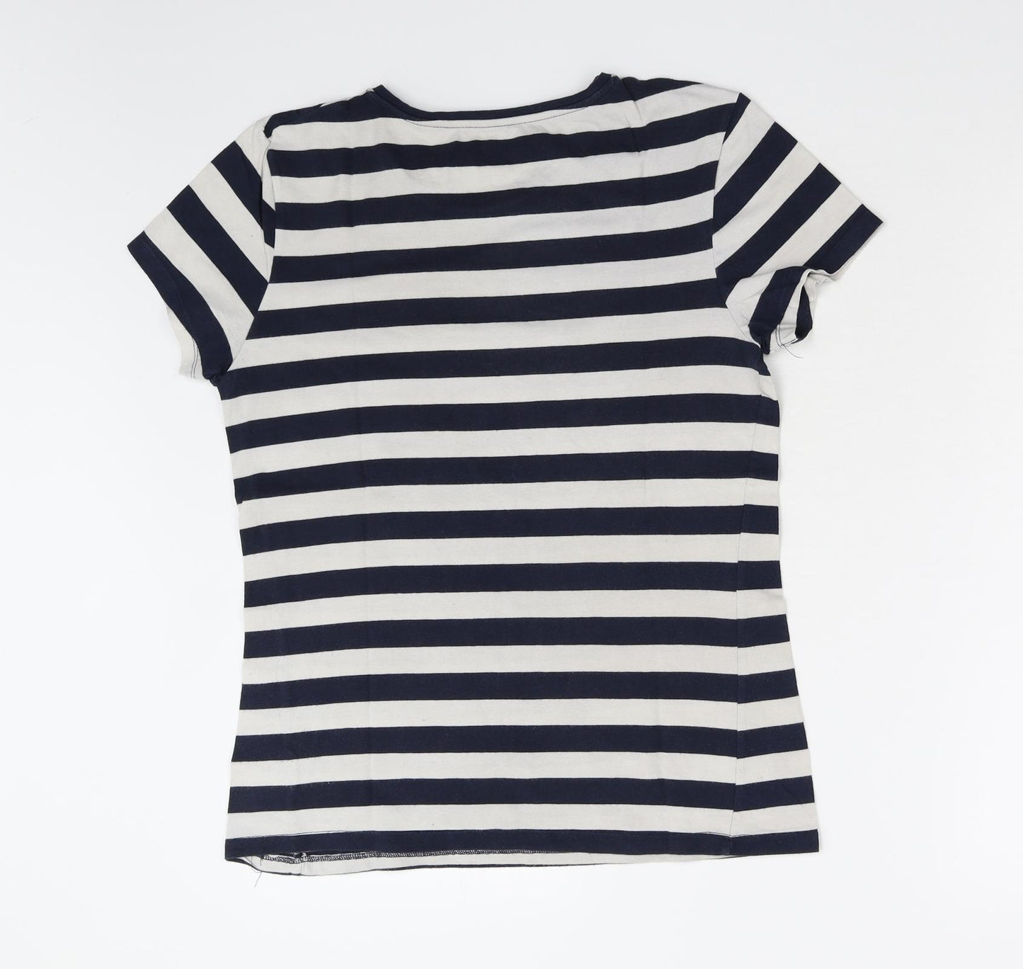 Preworn Womens Multicoloured Striped  Basic T-Shirt Size 14