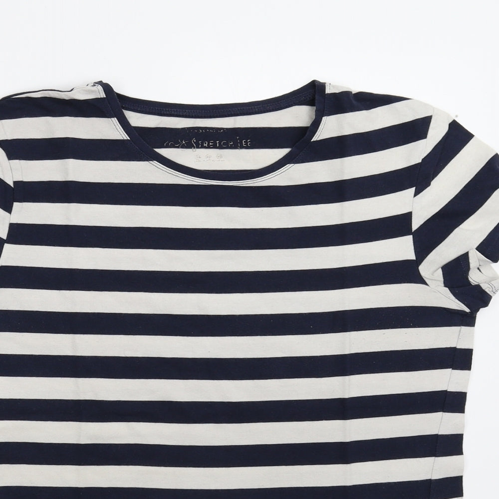 Preworn Womens Multicoloured Striped  Basic T-Shirt Size 14