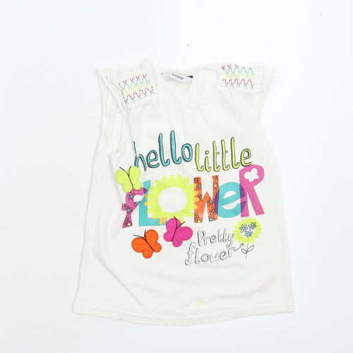 George Girls Ivory   Basic T-Shirt Size 3-4 Years