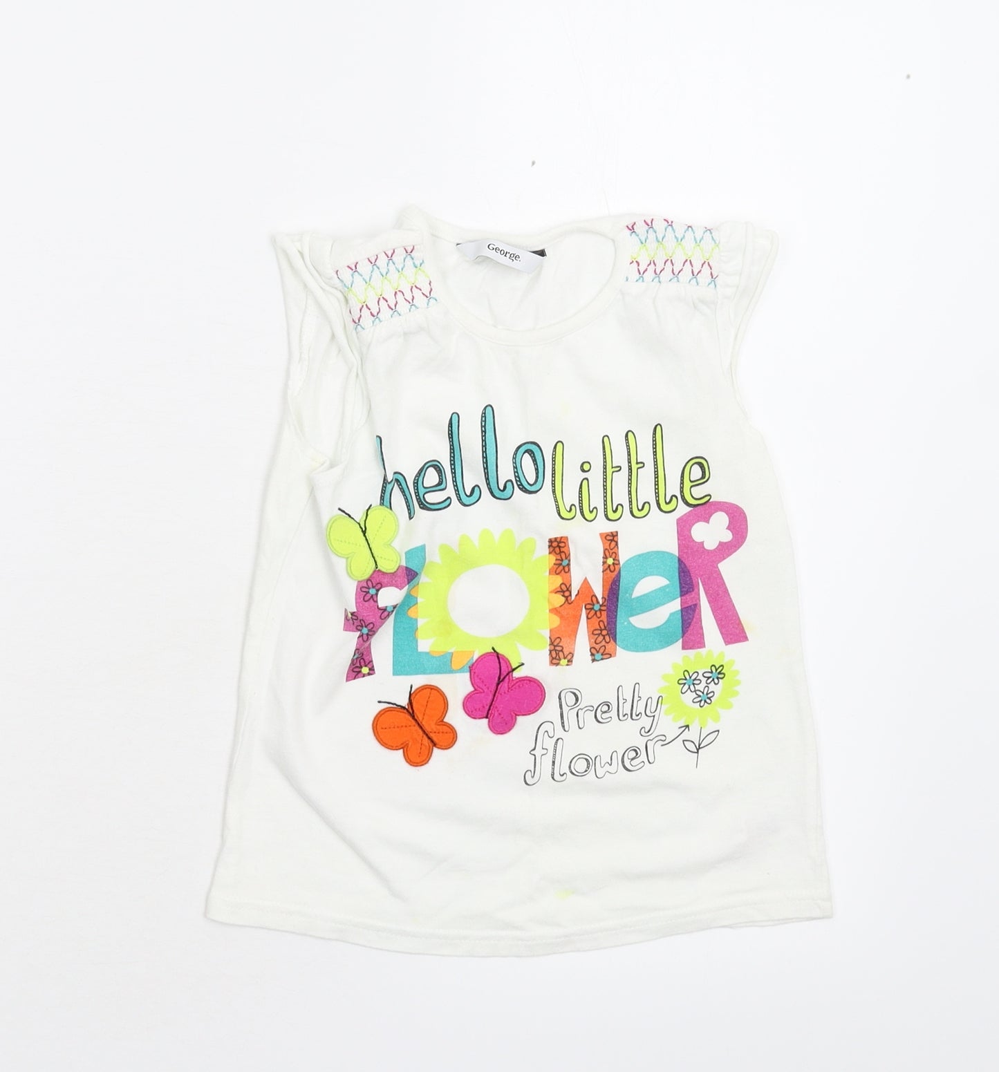 George Girls Ivory   Basic T-Shirt Size 3-4 Years