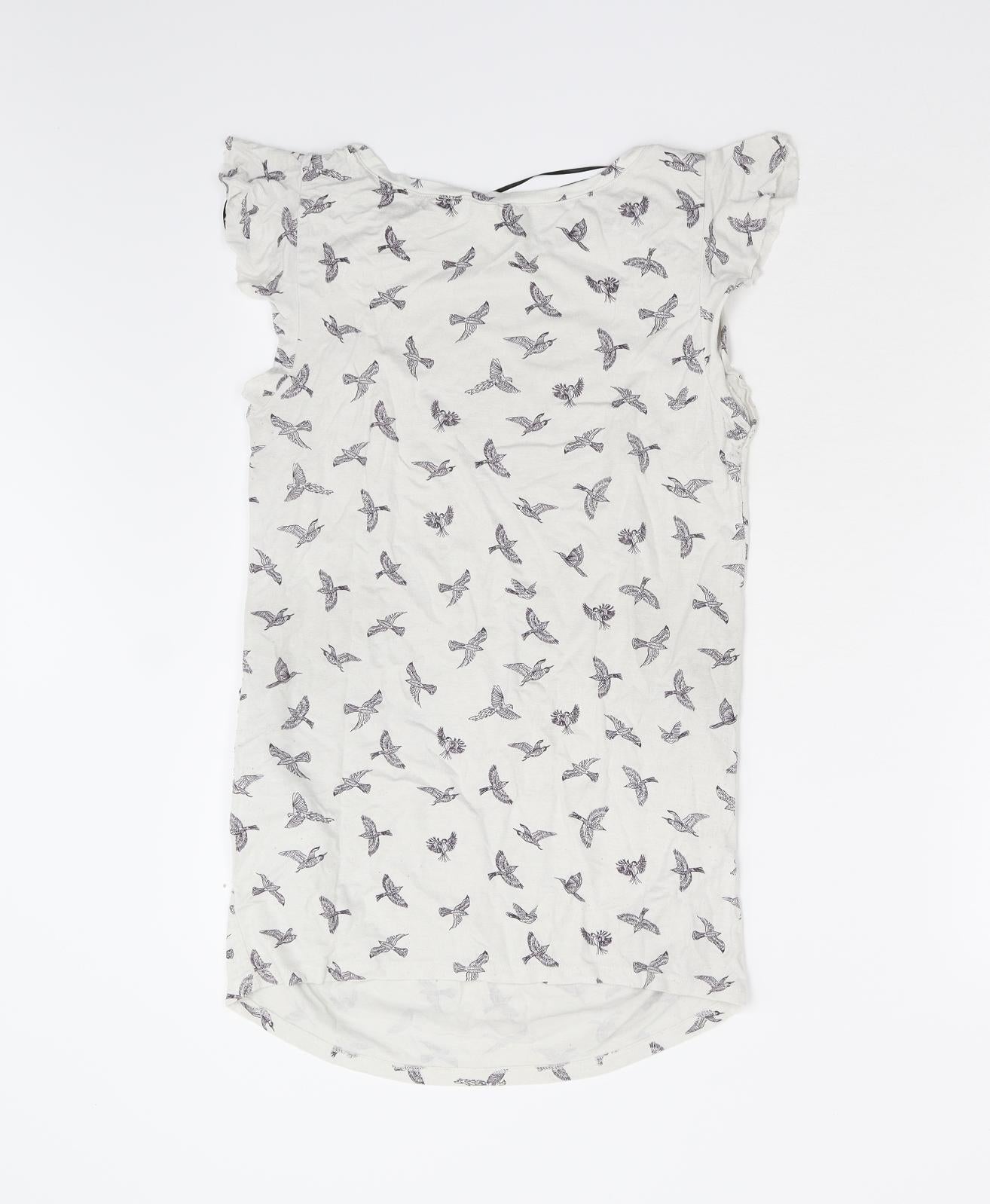 H&M Mama Womens White Animal Print  Basic T-Shirt Size M