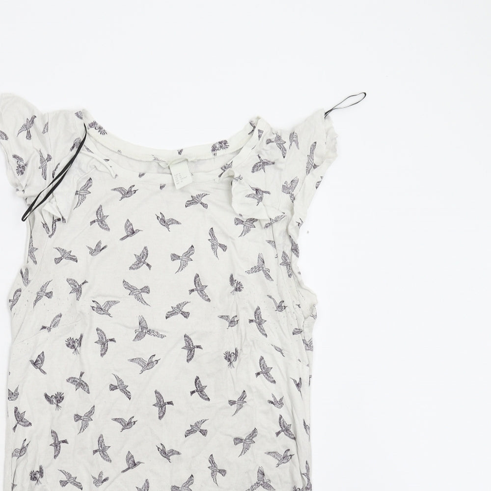 H&M Mama Womens White Animal Print  Basic T-Shirt Size M