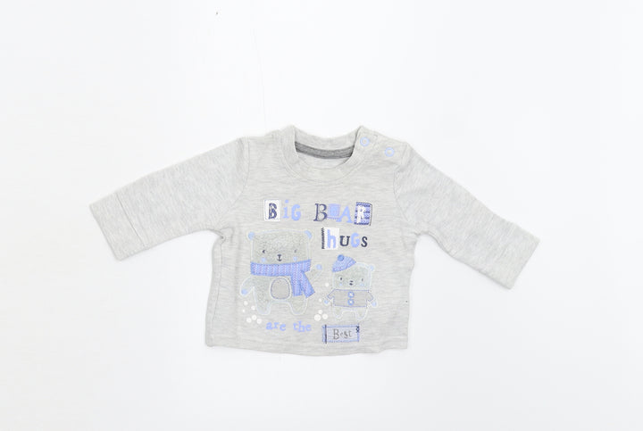 George Baby Grey Basic T-Shirt Size 0-3 Months