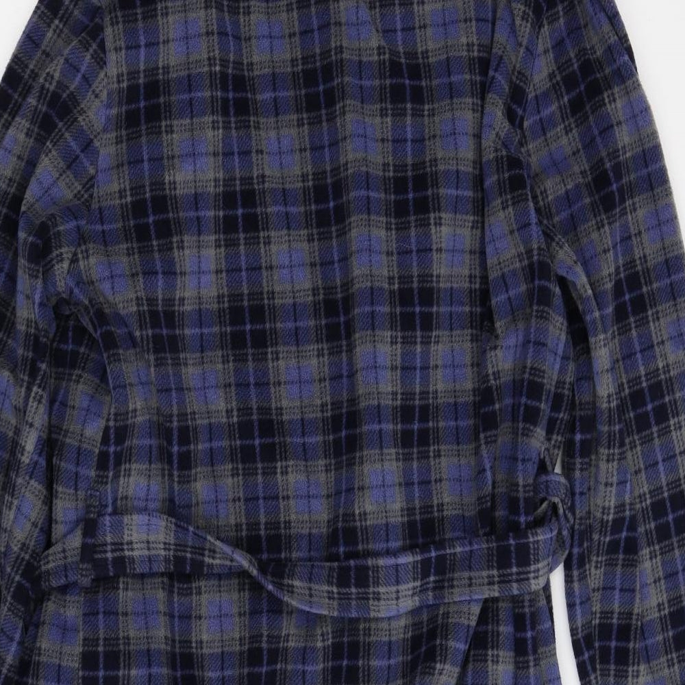 Maine Mens Blue Check Fleece  Gown Size M