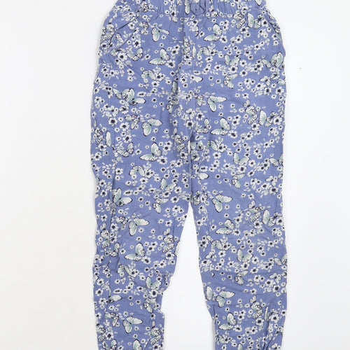 H&M Girls Blue Floral  Sweatpants Trousers Size 7-8 Years