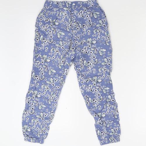 H&M Girls Blue Floral  Sweatpants Trousers Size 7-8 Years
