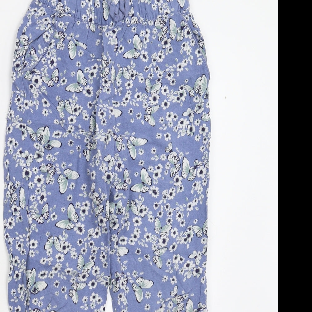 H&M Girls Blue Floral  Sweatpants Trousers Size 7-8 Years