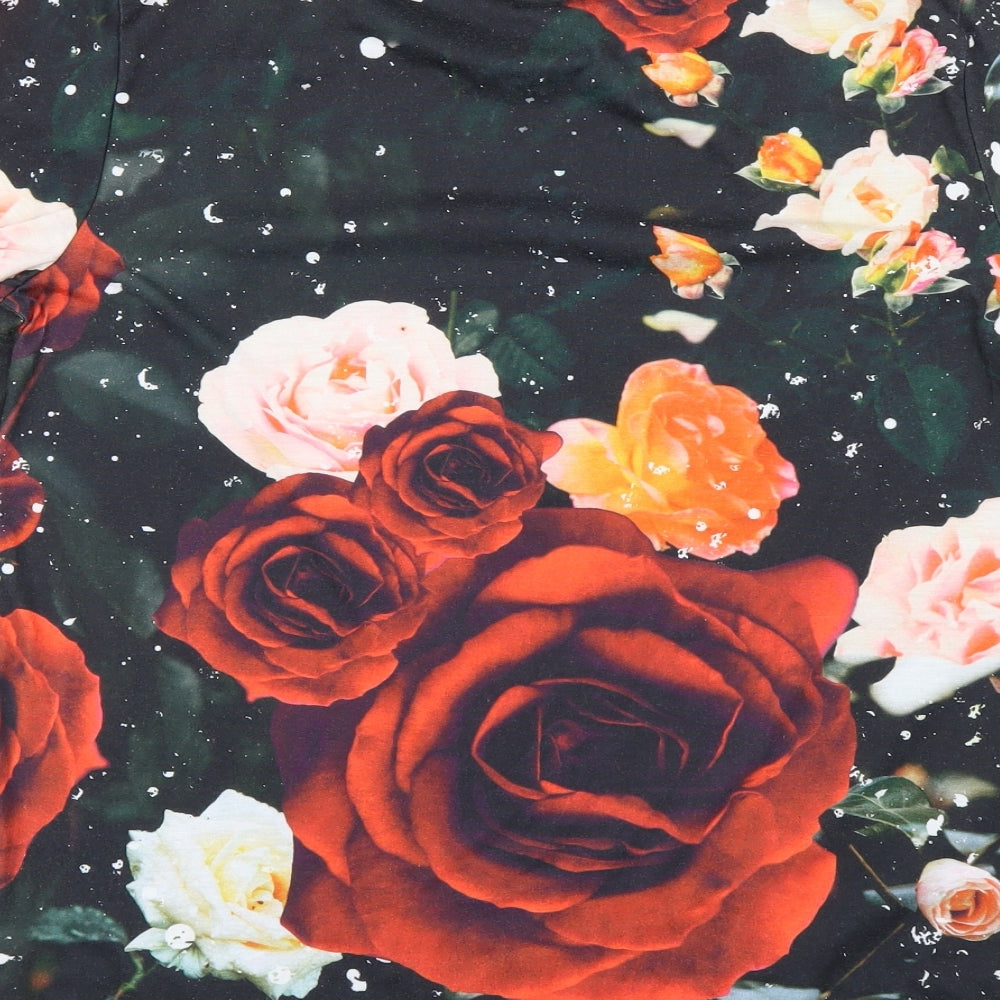 Hype Boys Black Floral  Basic T-Shirt Size 16 Years