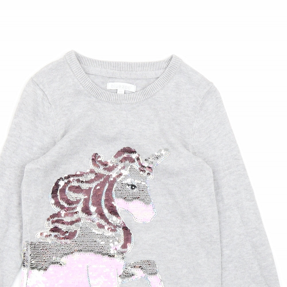 Blue Zoo Girls Grey   Pullover Jumper Size 4-5 Years