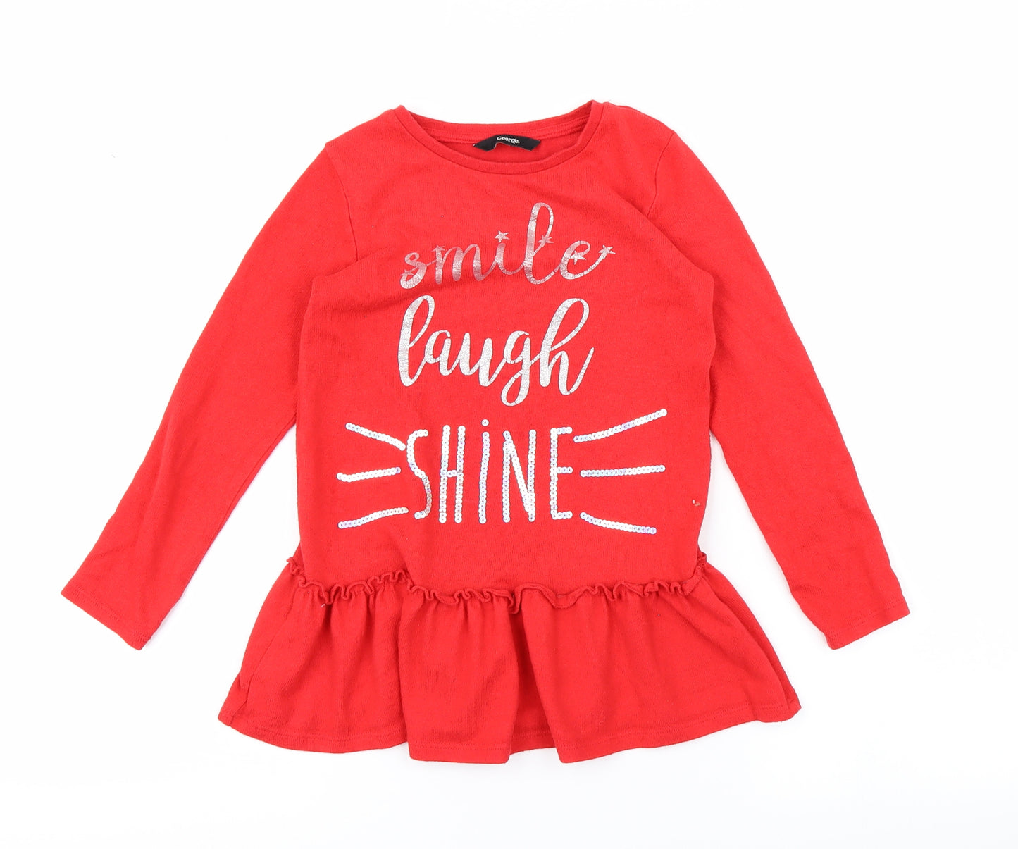 George Girls Red   A-Line  Size 5-6 Years  - smile,laugh.shine