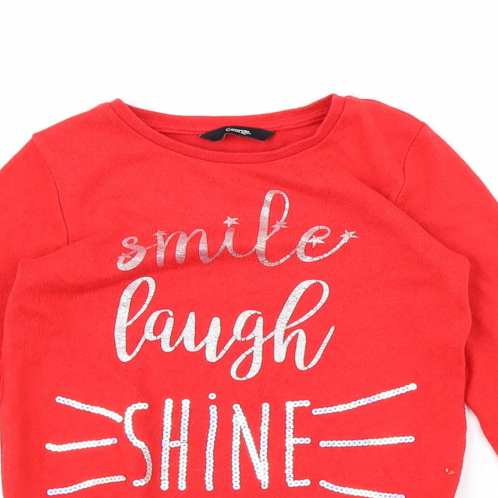 George Girls Red   A-Line  Size 5-6 Years  - smile,laugh.shine