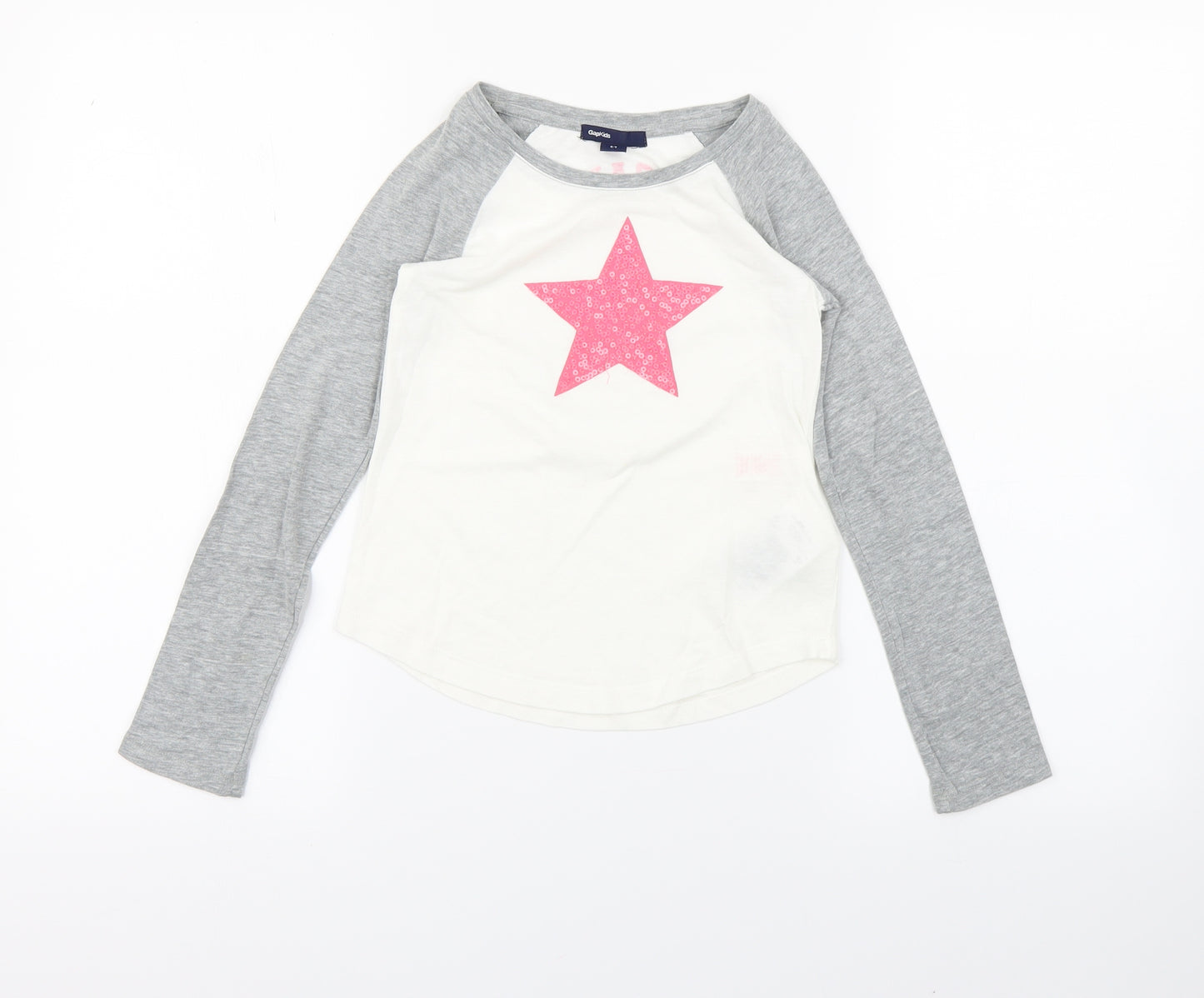 Gap Girls White   Basic Blouse Size 6-7 Years  - stars