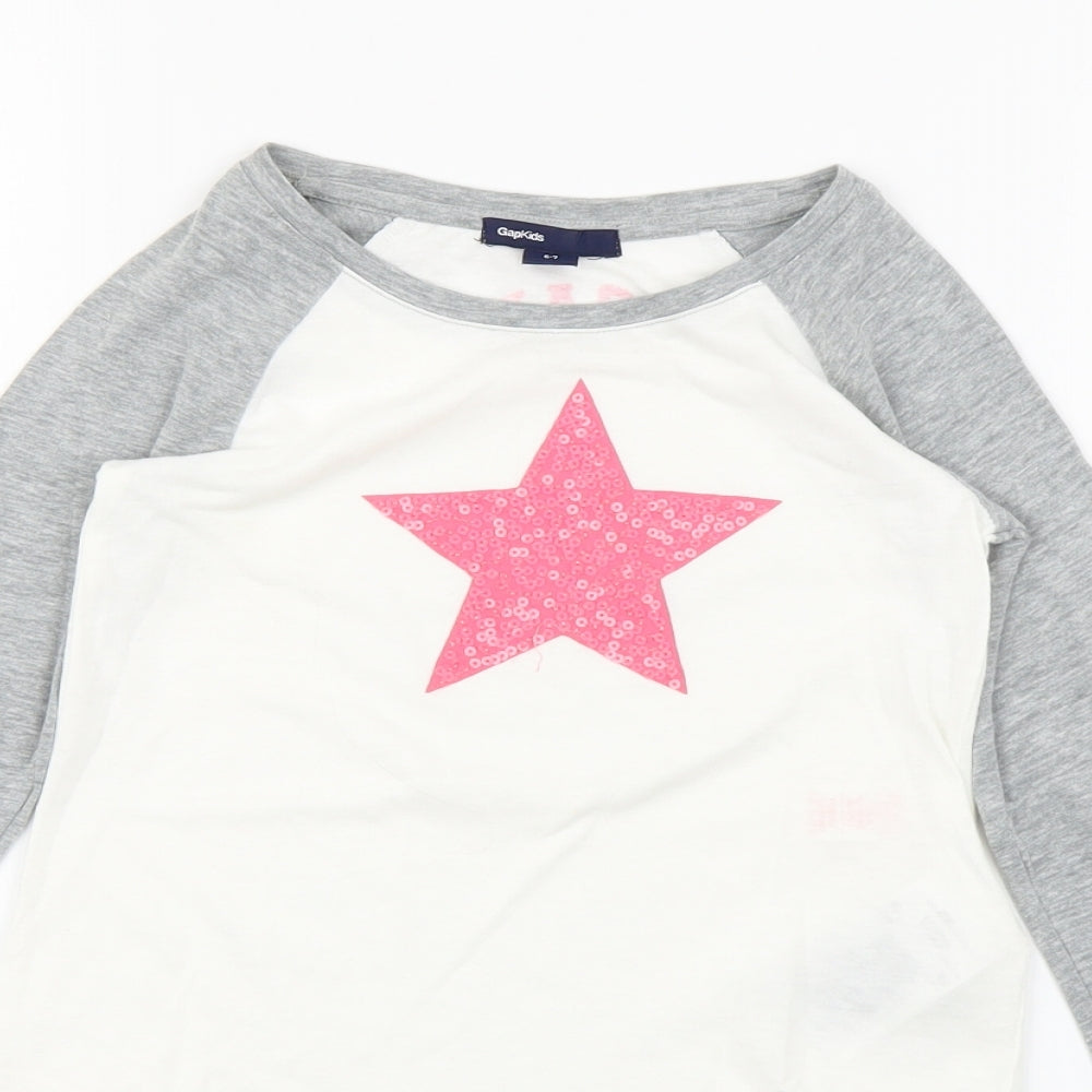 Gap Girls White   Basic Blouse Size 6-7 Years  - stars