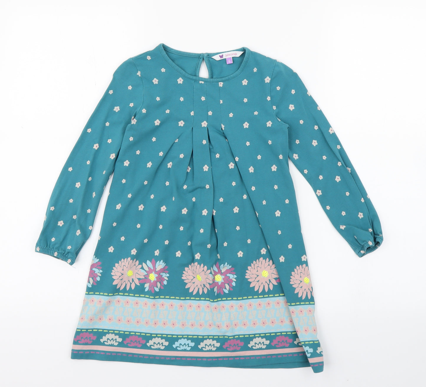 jhon lewis Girls Blue Floral  A-Line  Size 6 Years