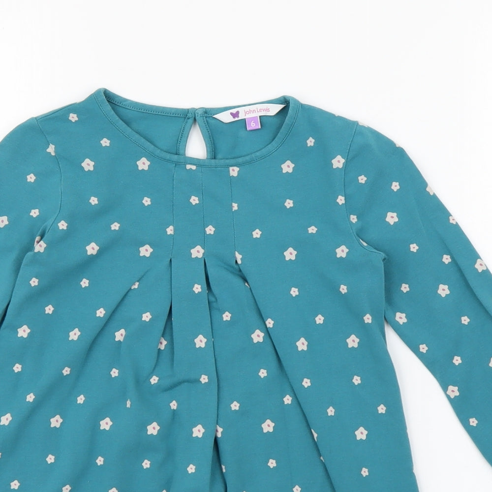 jhon lewis Girls Blue Floral  A-Line  Size 6 Years