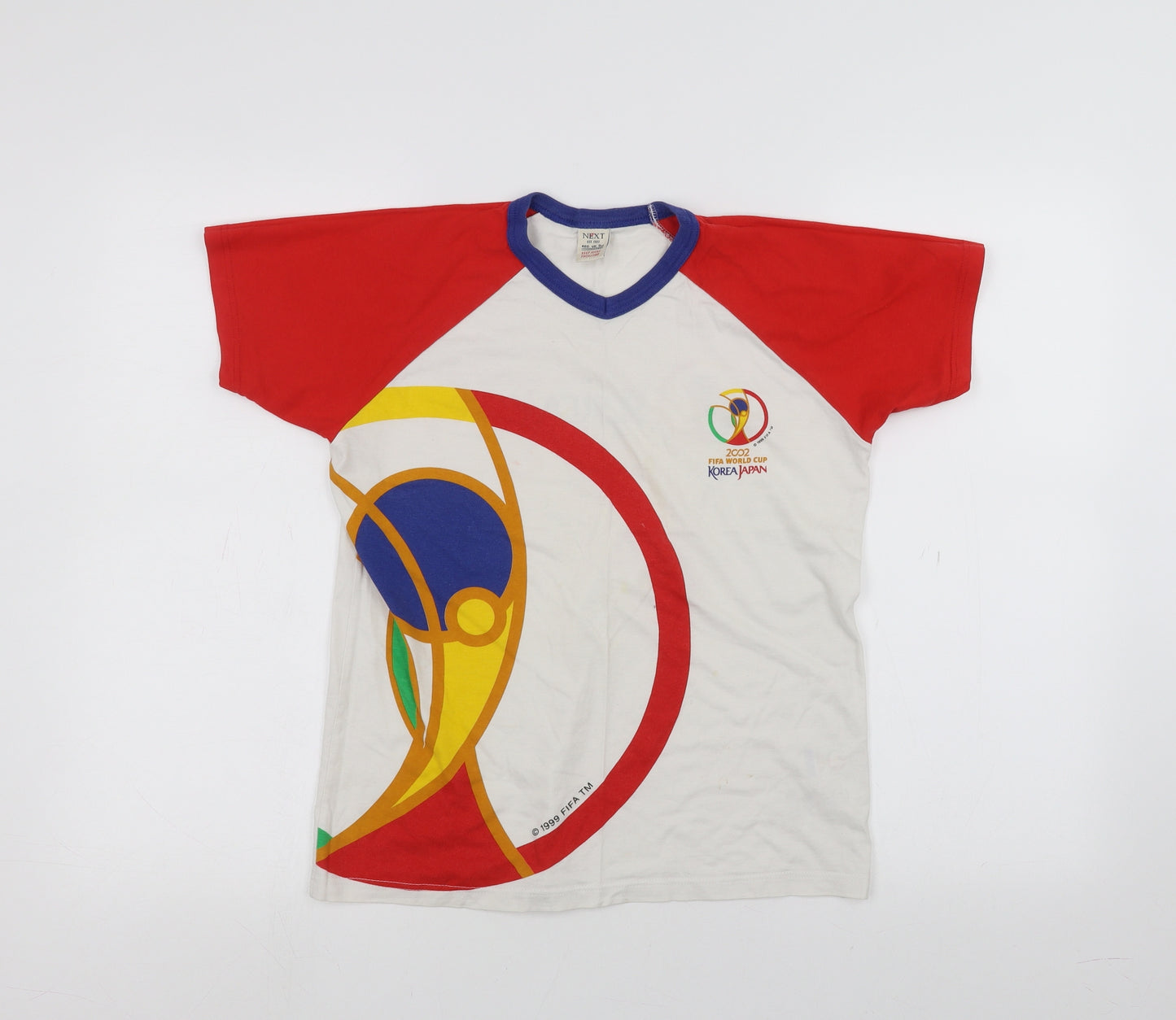 NEXT Boys White   Basic T-Shirt Size 9-10 Years  - 2002 World Cup