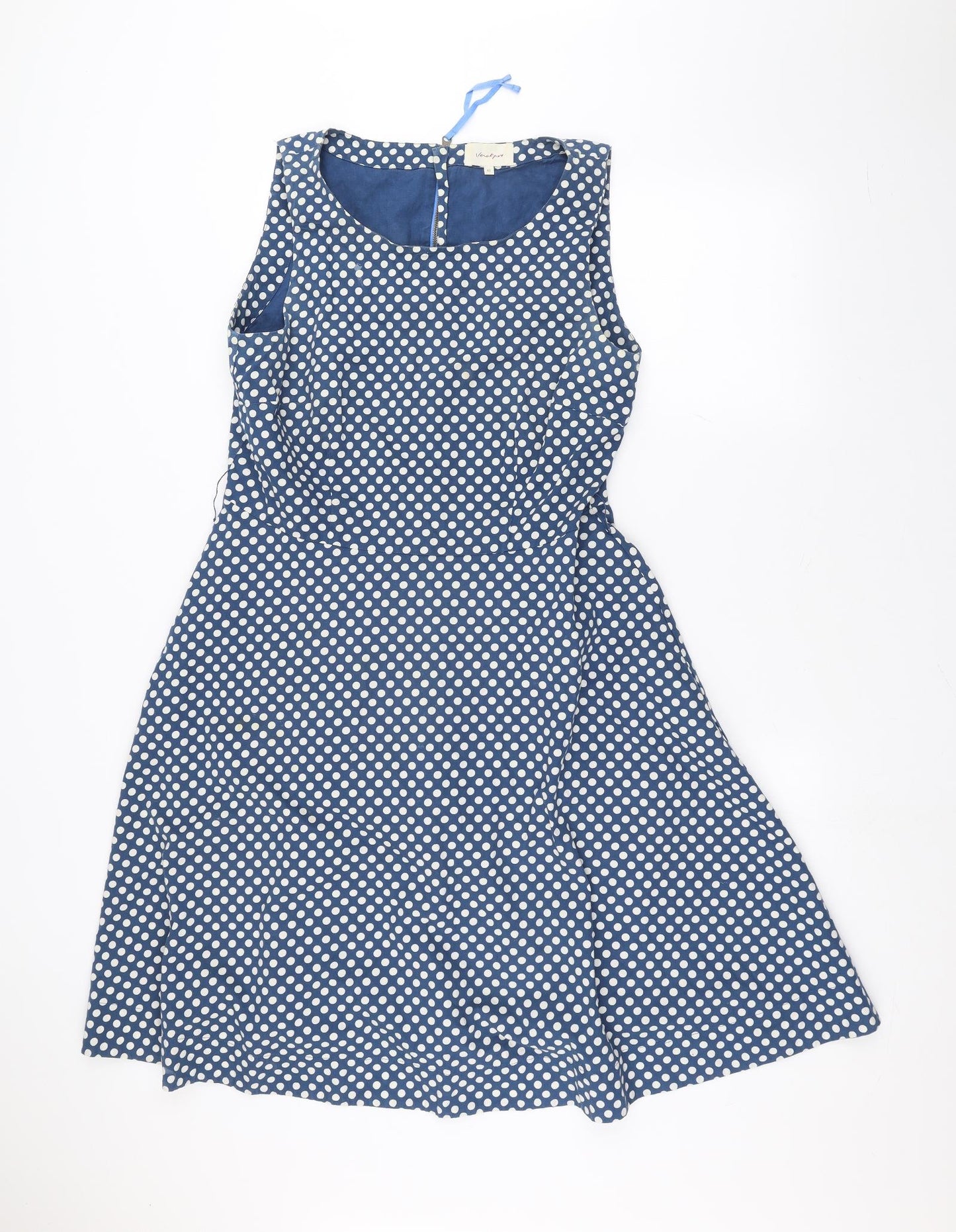 Vacknox Womens Blue Polka Dot  A-Line  Size 12
