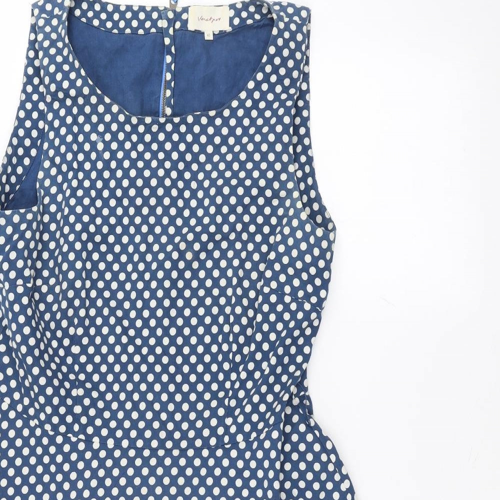 Vacknox Womens Blue Polka Dot  A-Line  Size 12