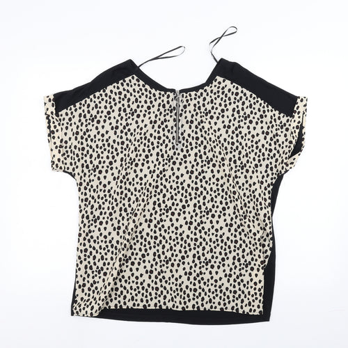 TU Womens Black Animal Print  Basic T-Shirt Size 14