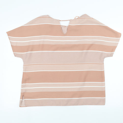 debinhams Womens Pink Striped  Basic T-Shirt Size 14