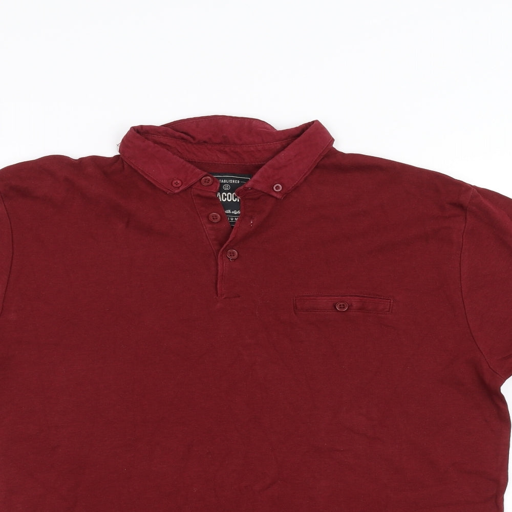 Peacocks Mens Red    Polo Size M