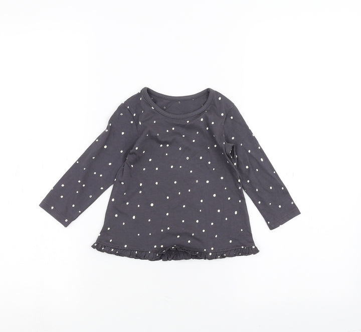George Baby Black Polka Dot Basic T-Shirt Size 9-12 Months