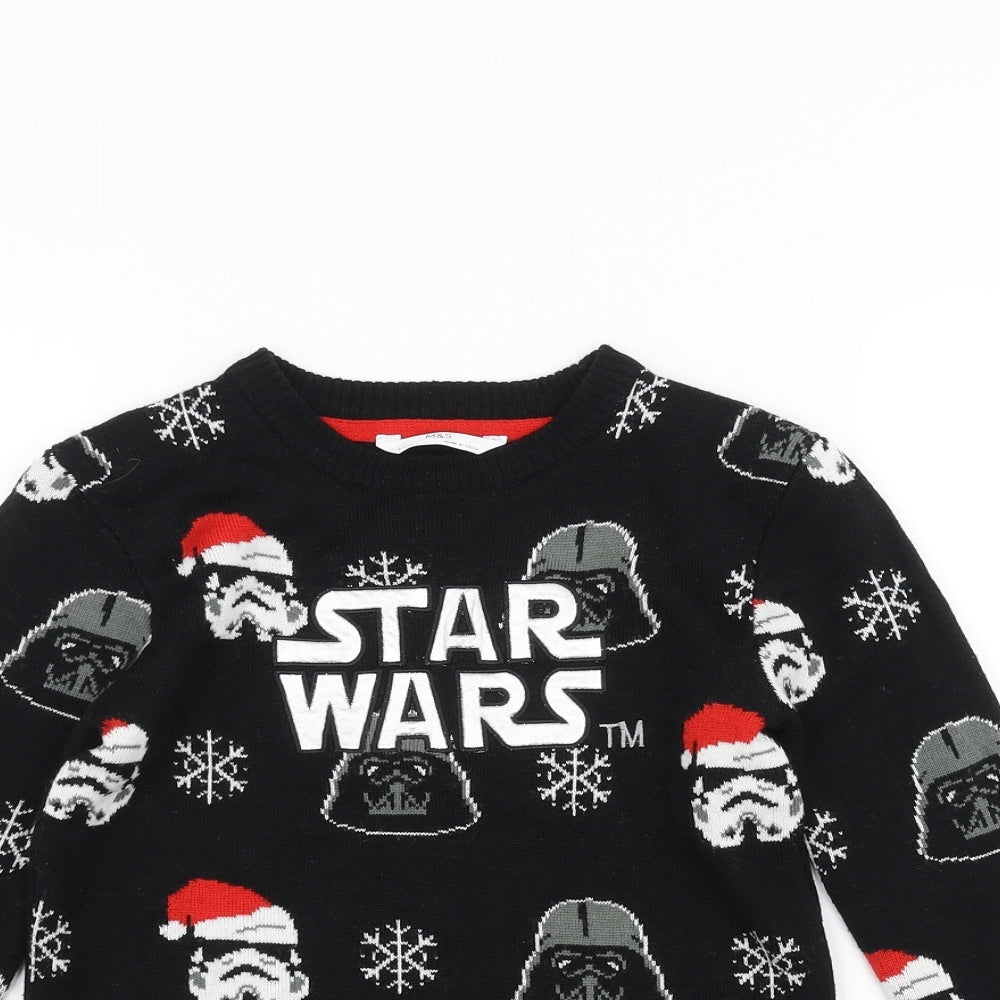 Marks and Spencer Boys Black   Pullover Jumper Size 6-7 Years  - Star wars