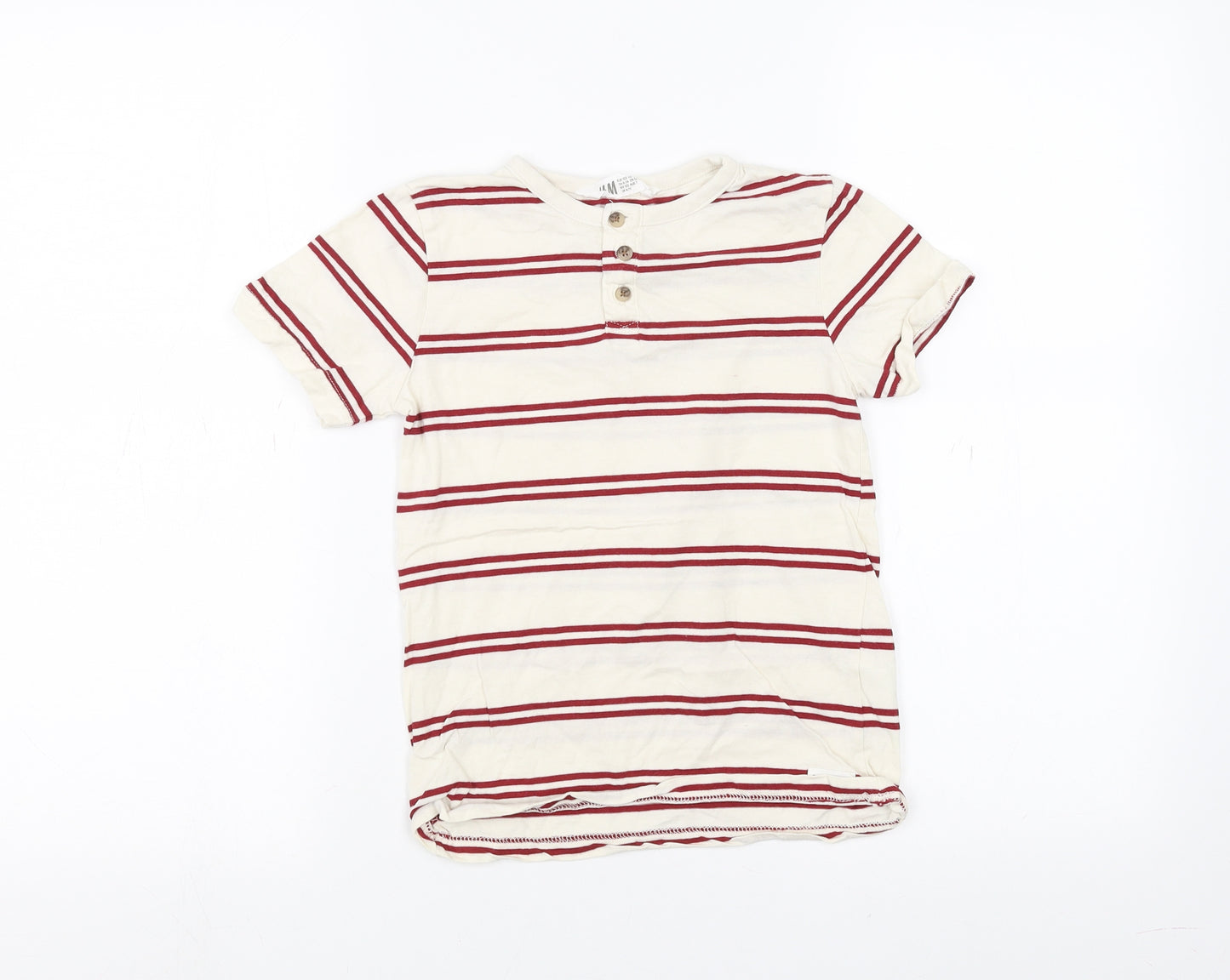 H&M Girls White Striped  Basic T-Shirt Size 6-7 Years