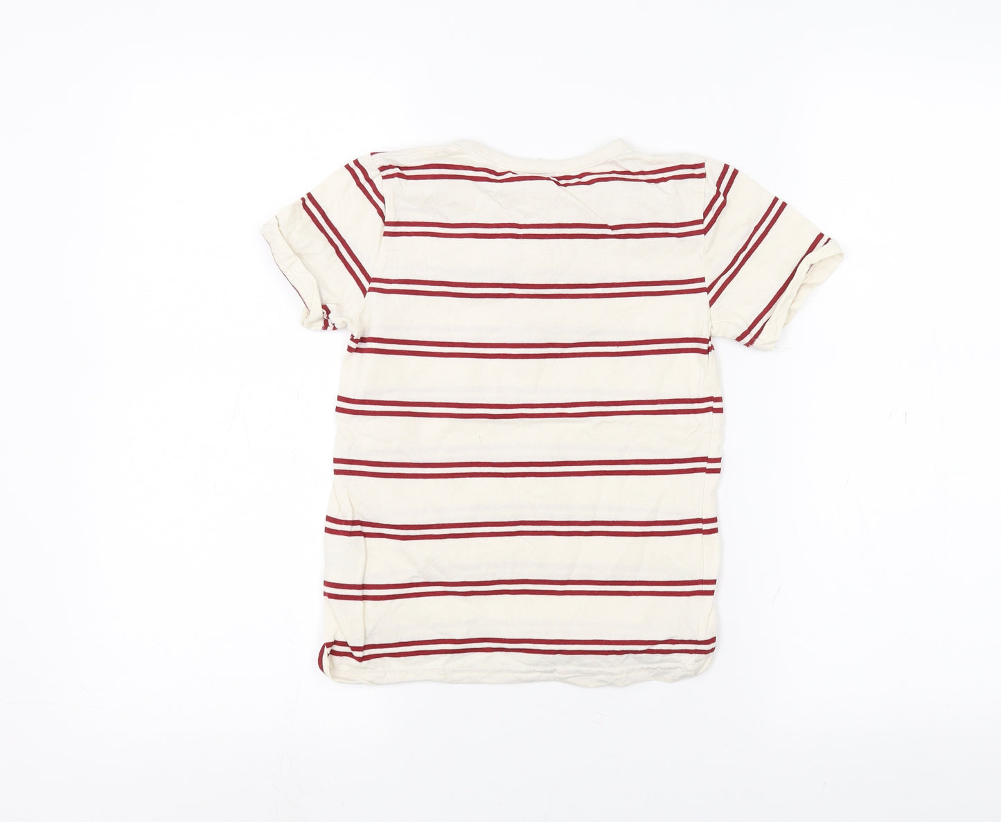 H&M Girls White Striped  Basic T-Shirt Size 6-7 Years