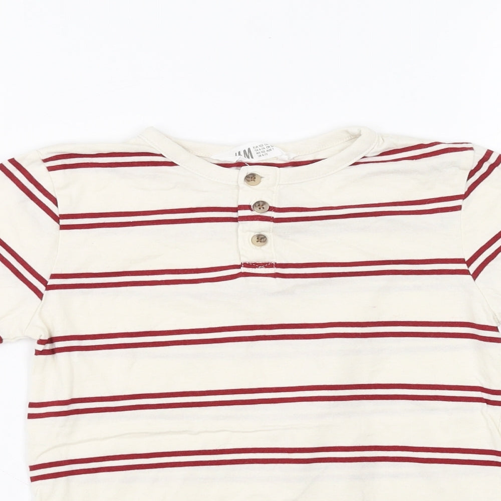 H&M Girls White Striped  Basic T-Shirt Size 6-7 Years