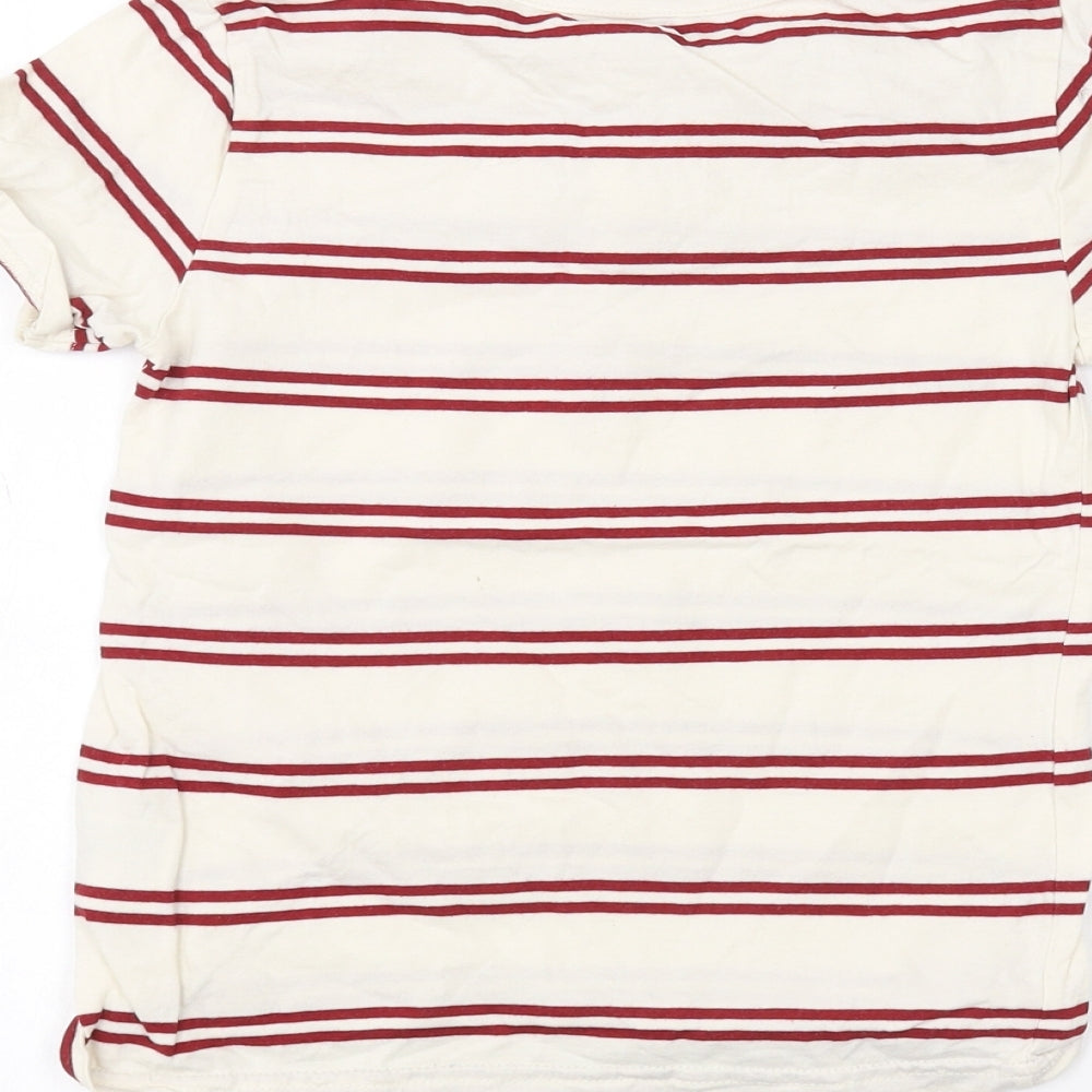 H&M Girls White Striped  Basic T-Shirt Size 6-7 Years