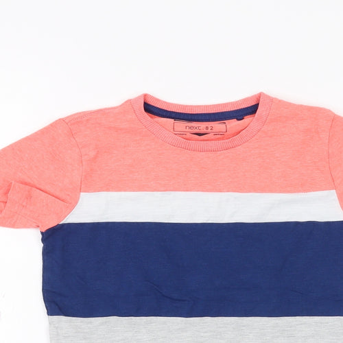 NEXT Girls Grey Striped  Basic T-Shirt Size 5-6 Years