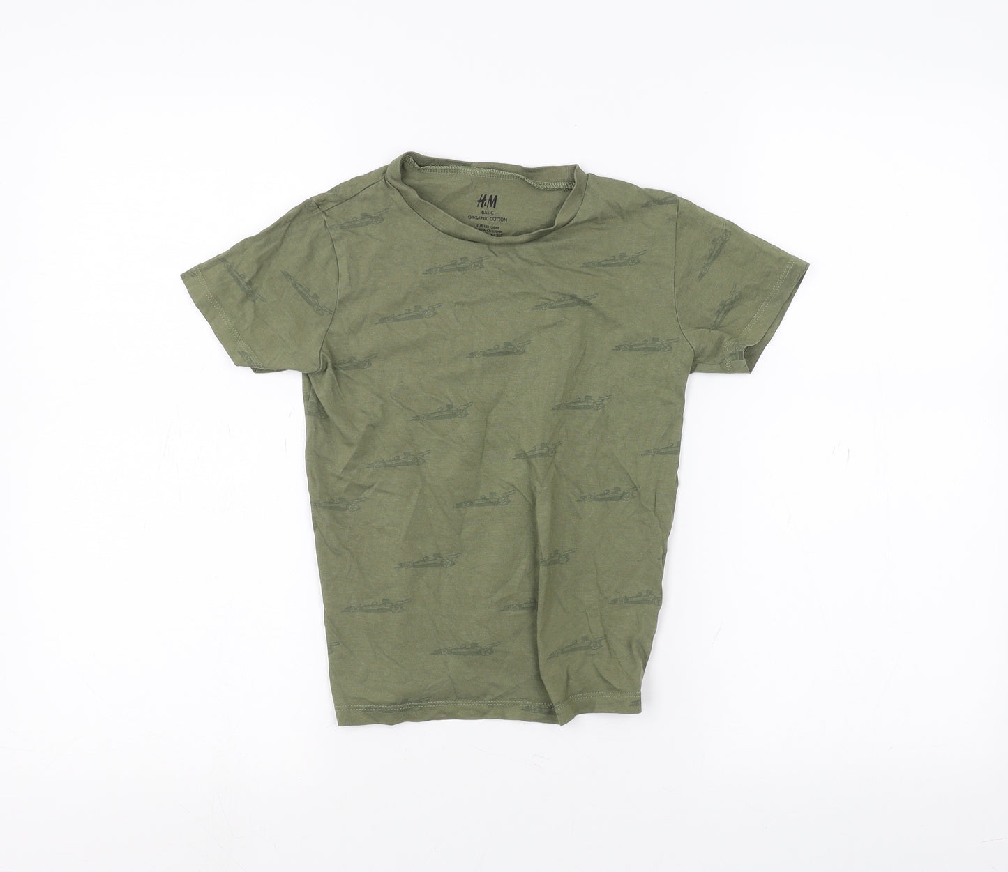 H&M Boys Green   Basic T-Shirt Size 6-7 Years