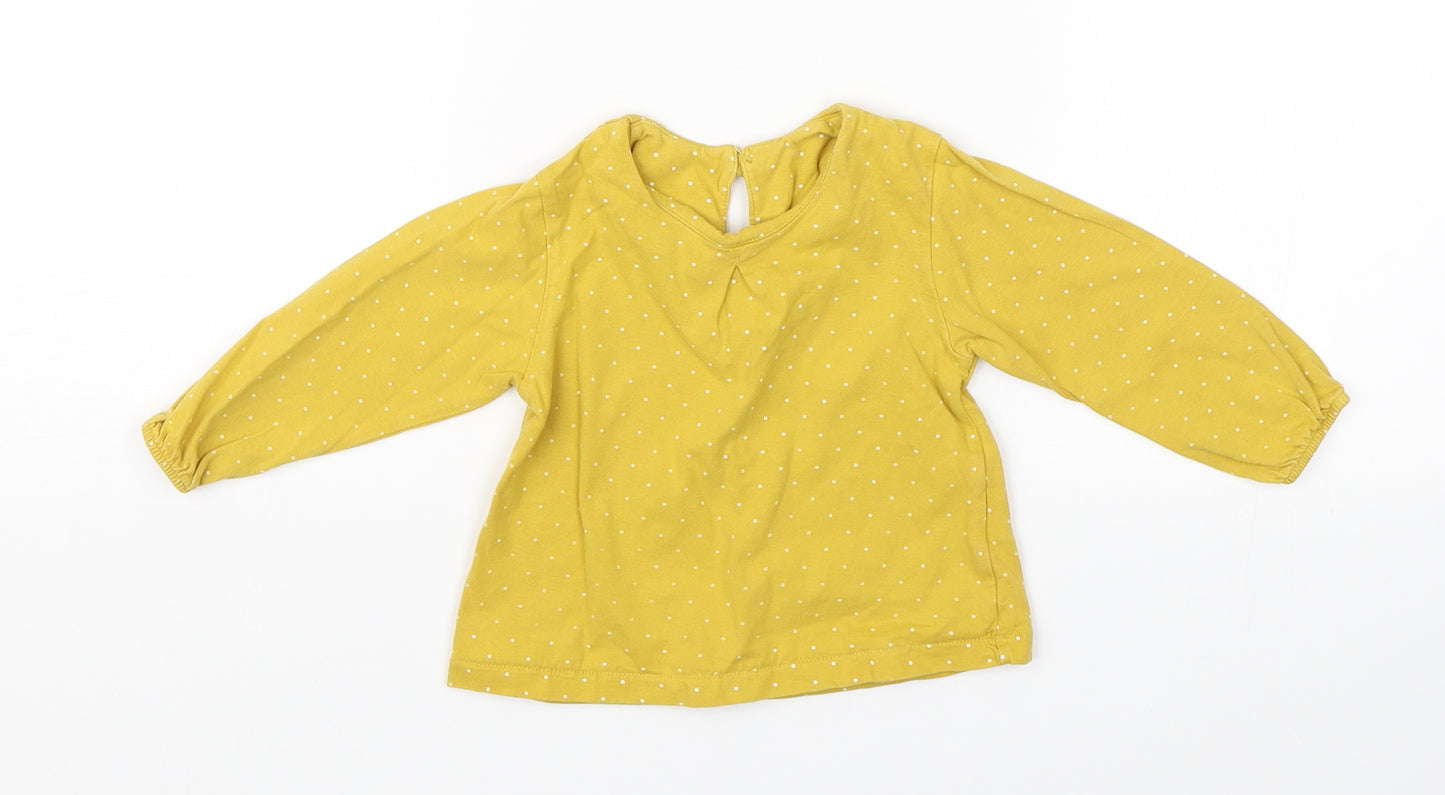 Marks & Spencer Girls Yellow Polka Dot  Basic T-Shirt Size 9-12 Months