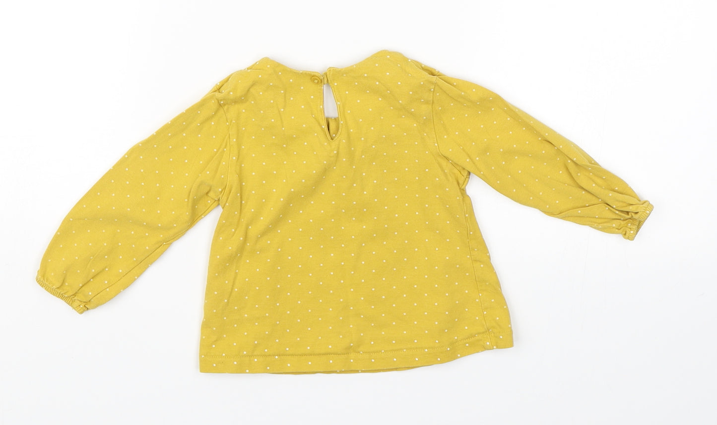 Marks & Spencer Girls Yellow Polka Dot  Basic T-Shirt Size 9-12 Months
