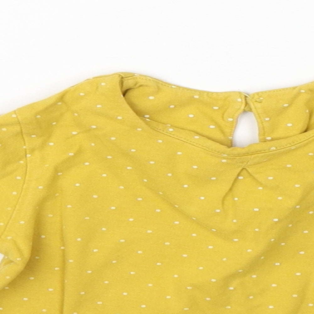 Marks & Spencer Girls Yellow Polka Dot  Basic T-Shirt Size 9-12 Months