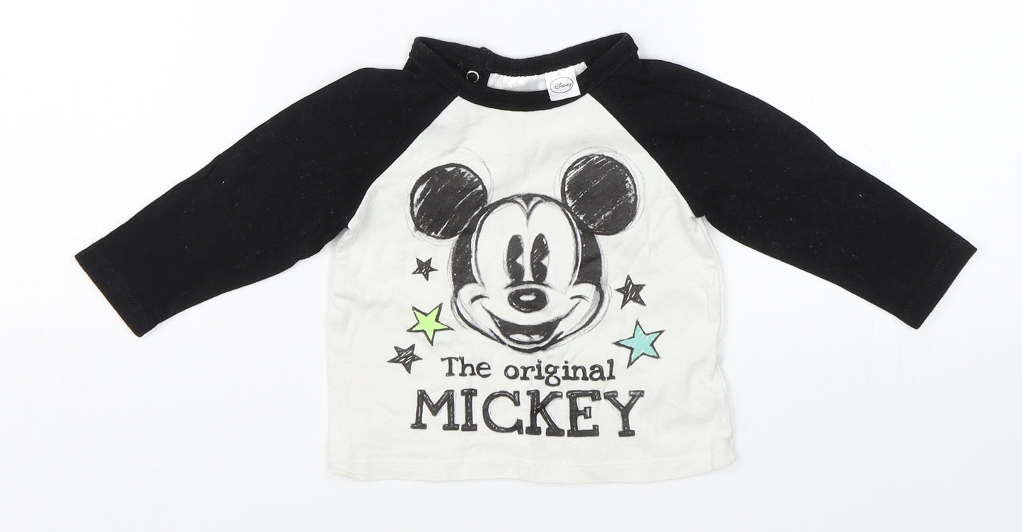 H&M Baby White   Basic T-Shirt Size 0-3 Months  - Disney Mickey Mouse