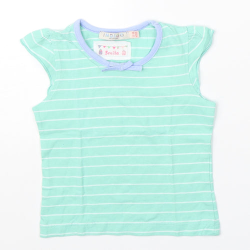 Indigo Girls Green Striped  Basic T-Shirt Size 12 Months