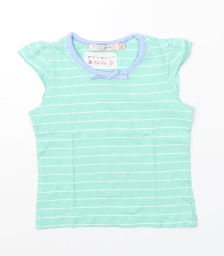 Indigo Girls Green Striped Basic T-Shirt Size 12 Months