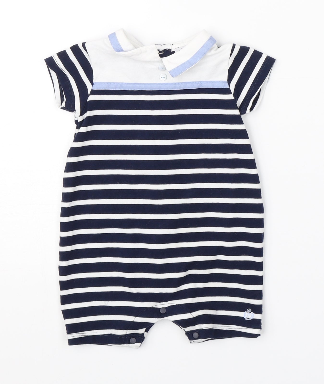 Patachou Baby Blue Striped  Romper One-Piece Size 6-9 Months