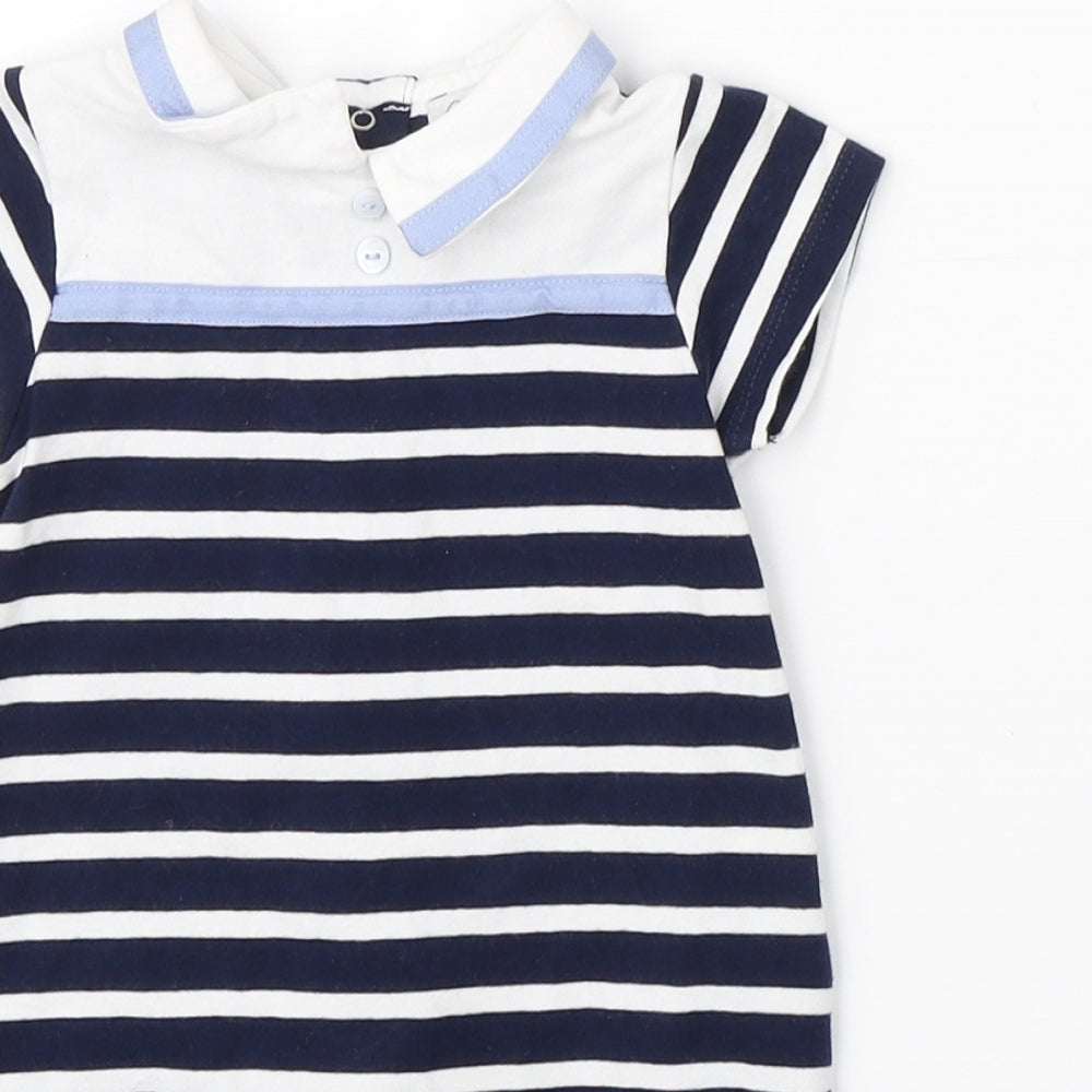 Patachou Baby Blue Striped  Romper One-Piece Size 6-9 Months