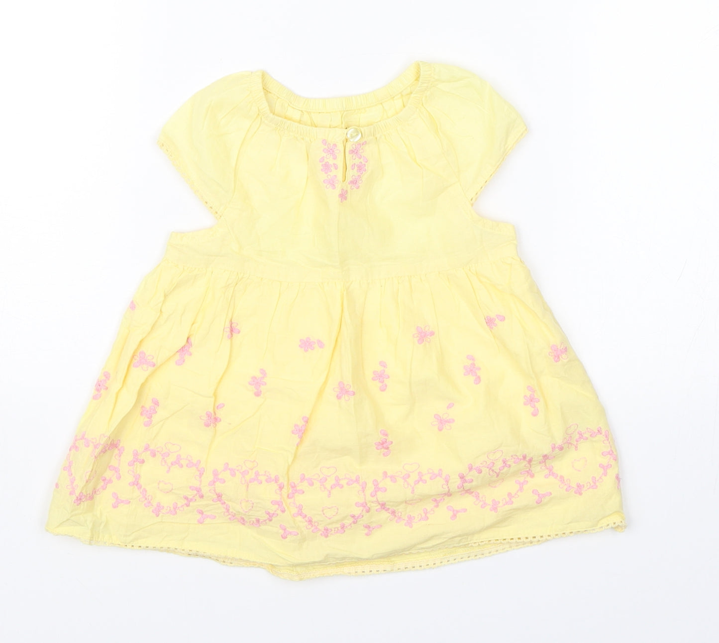 Nutmeg Girls Yellow Floral  Shift  Size 6-9 Months