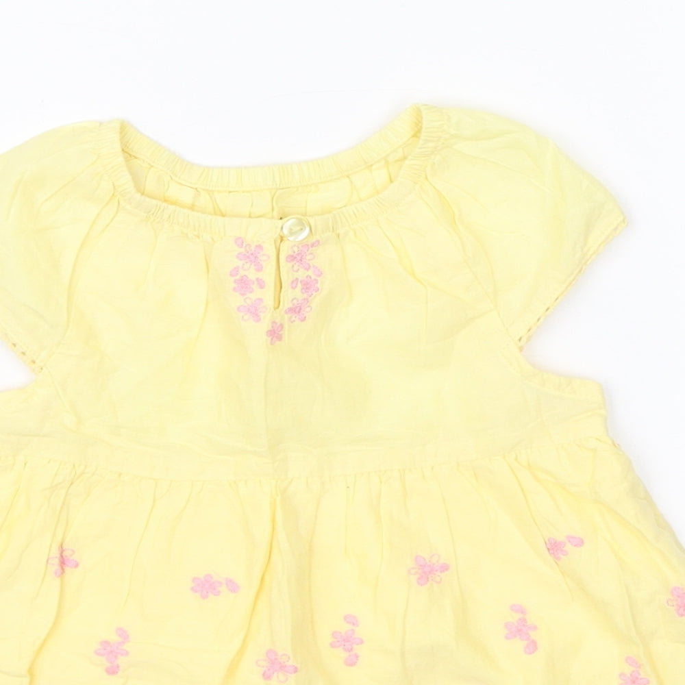 Nutmeg Girls Yellow Floral  Shift  Size 6-9 Months