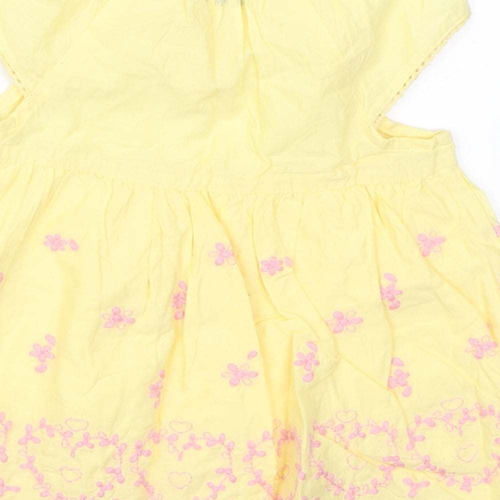 Nutmeg Girls Yellow Floral  Shift  Size 6-9 Months