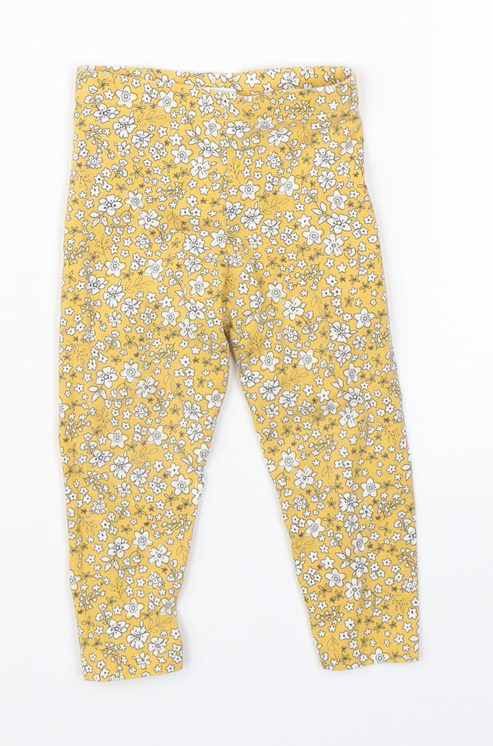 F&F Girls Yellow Floral Pyjama Pants Size 6-9 Months