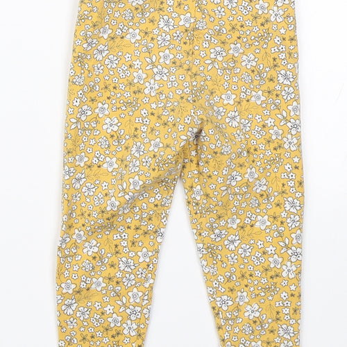 F&F Girls Yellow Floral   Pyjama Pants Size 6-9 Months